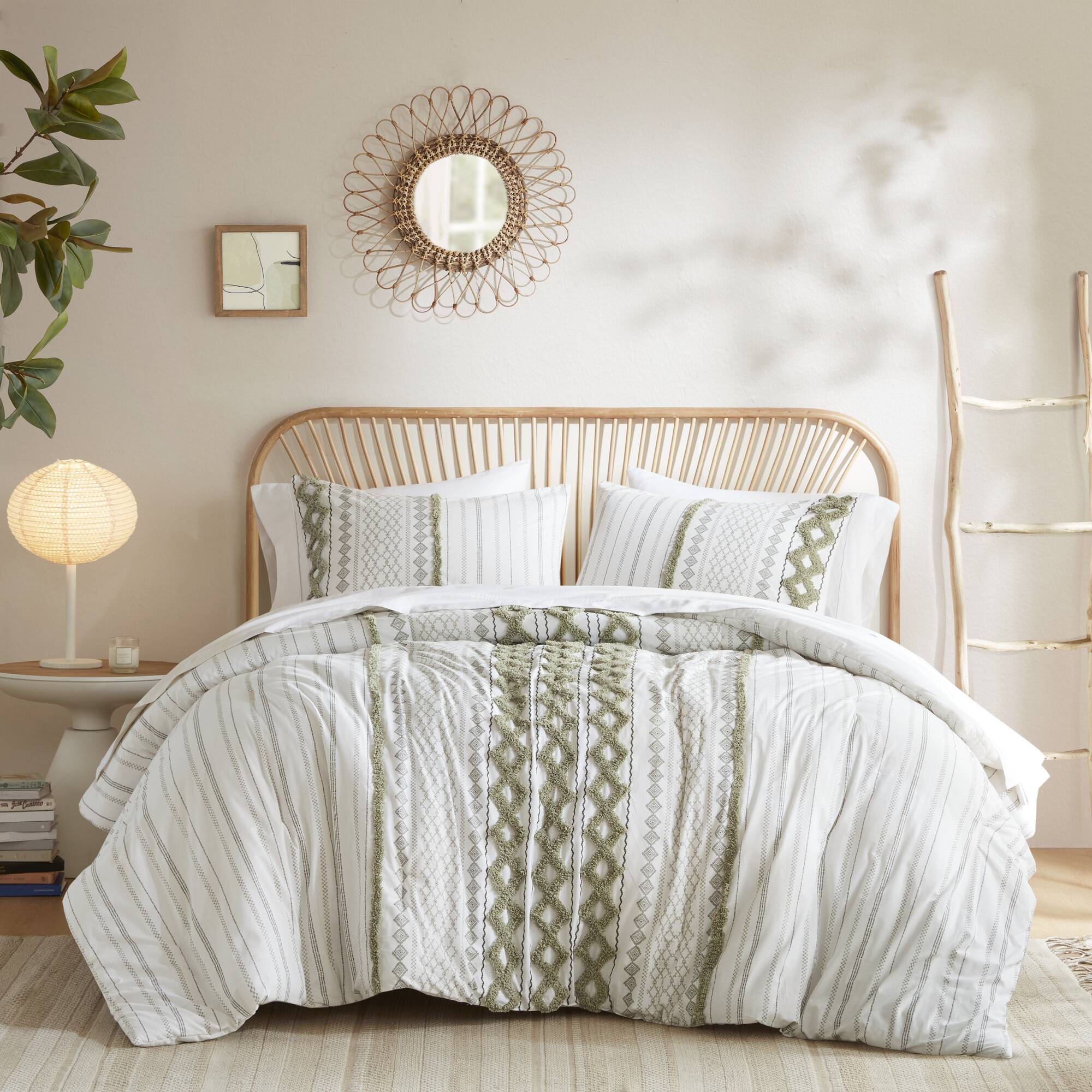 Imani Cotton Printed Duvet Cover Set with Chenille