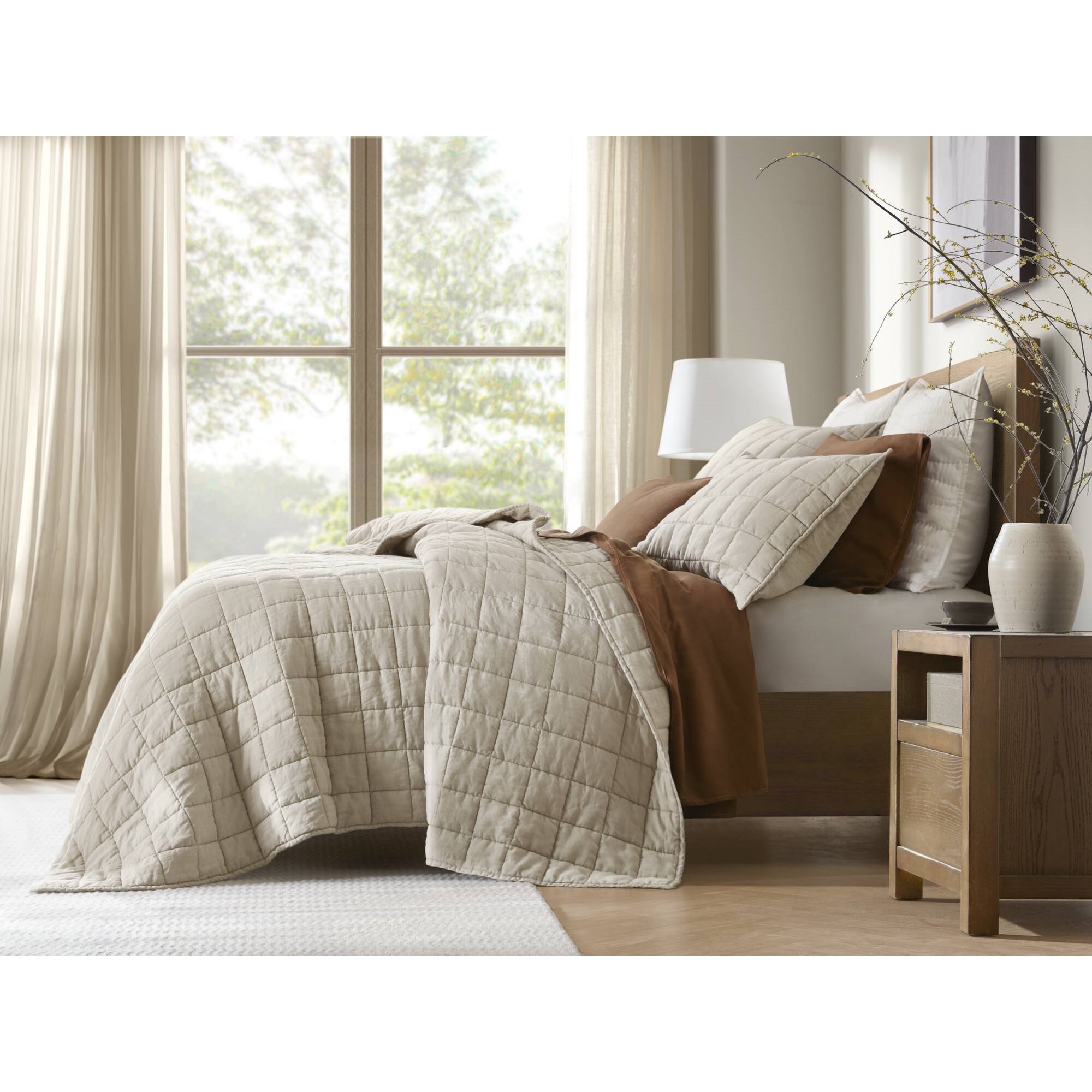French Flax Linen Garment Washed Quilt Set