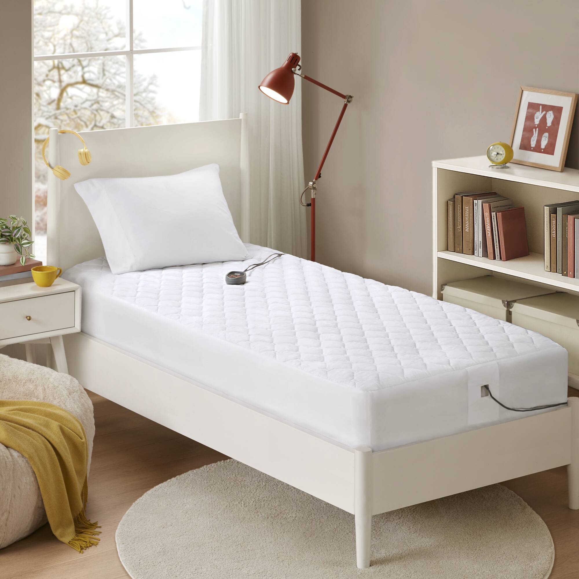 Cotton Deep Pocket Heated Mattress Pad-20 Heat Settings