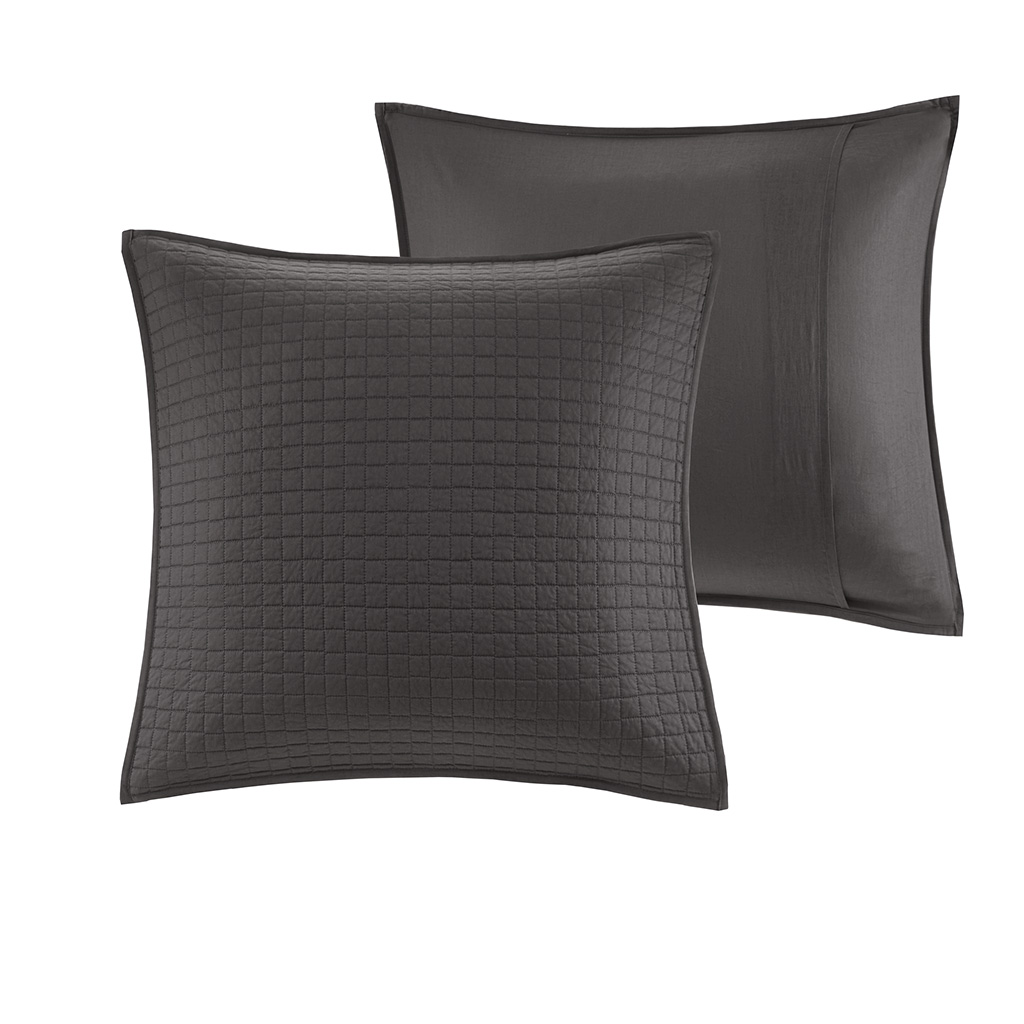 Brooklyn Cotton Jacquard Duvet Cover Set with Euro Shams and Throw Pillows