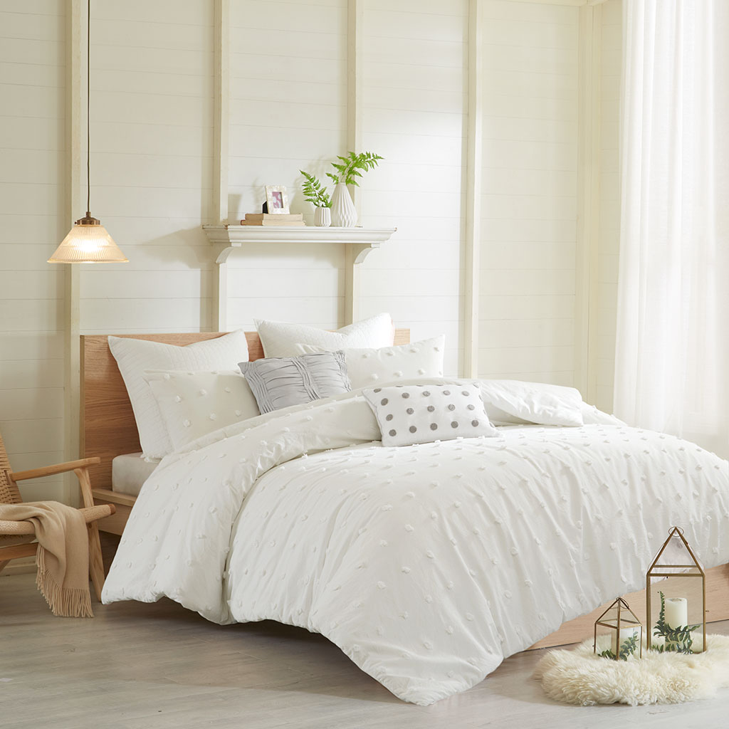 Brooklyn Cotton Jacquard Comforter Set with Euro Shams and Throw Pillows