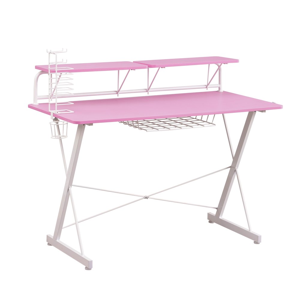 Techni Sport TS-200 Carbon Computer Gaming Desk with Shelving