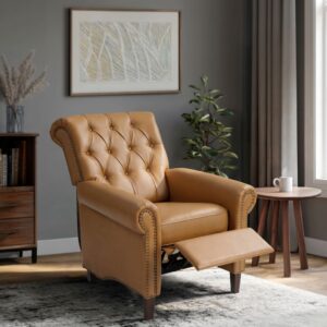 Aidan Upholstered Manual Push Back Recliner Chair with Nailheads from Madison Park in  Brown. Aidan Upholstered Manual Push Back Recliner Chair with Nailheads from Madison Park in  Brown. Aidan Upholstered Manual Push Back Recliner Chair with Nailheads from Madison Park in  Brown. Aidan Upholstered Manual Push Back Recliner Chair with Nailheads from Madison Park in  Brown. Aidan Upholstered Manual Push Back Recliner Chair with Nailheads from Madison Park in  Brown.