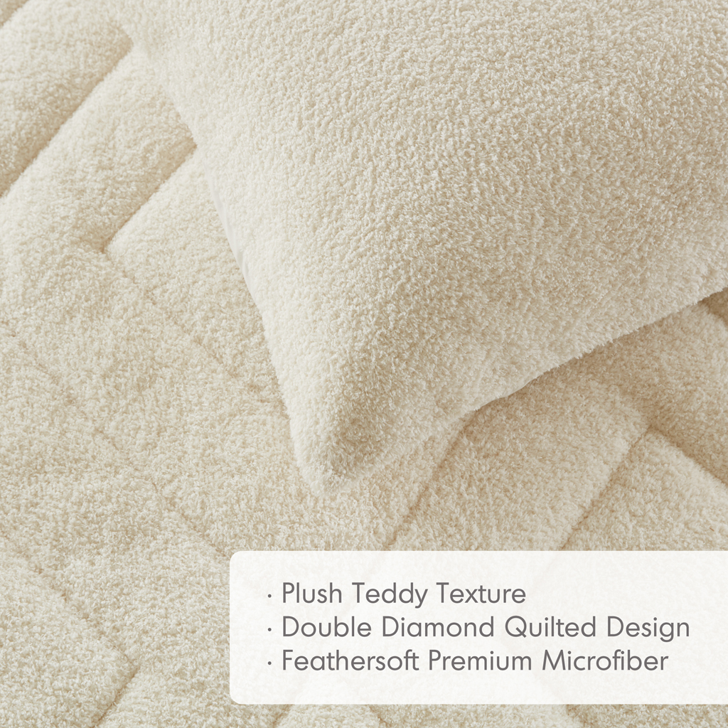 Raya Double Diamond Quilted Teddy Comforter Set