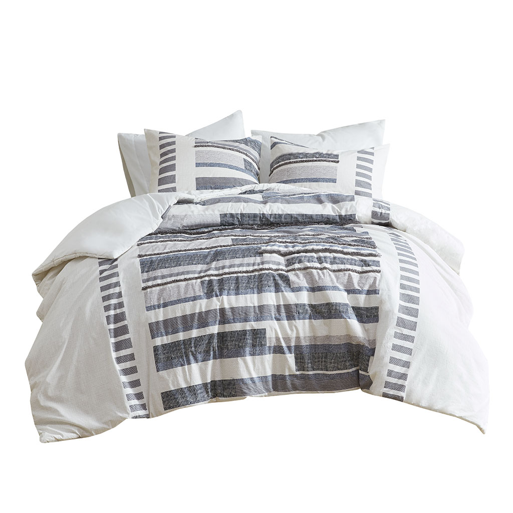 Serena 3 Piece Cotton Printed Duvet Cover Set w/ trims