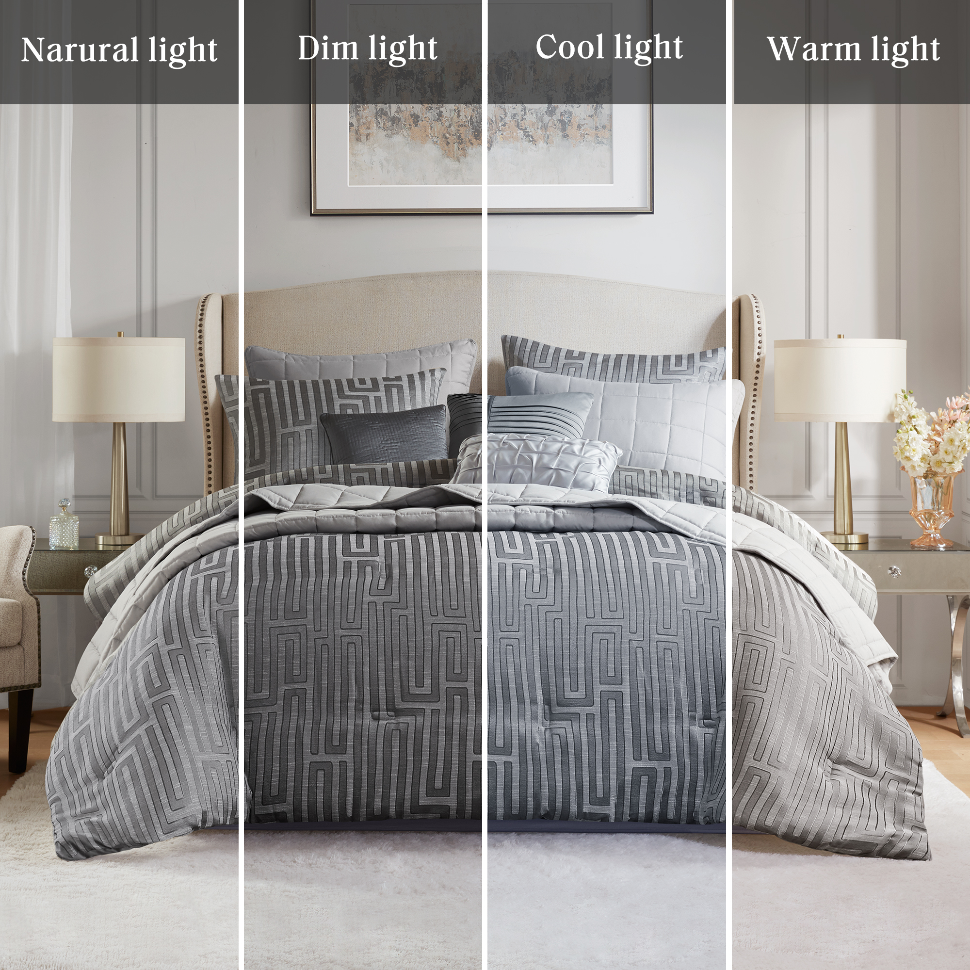 Royce 10 Piece Luxury Jacquard Comforter Set