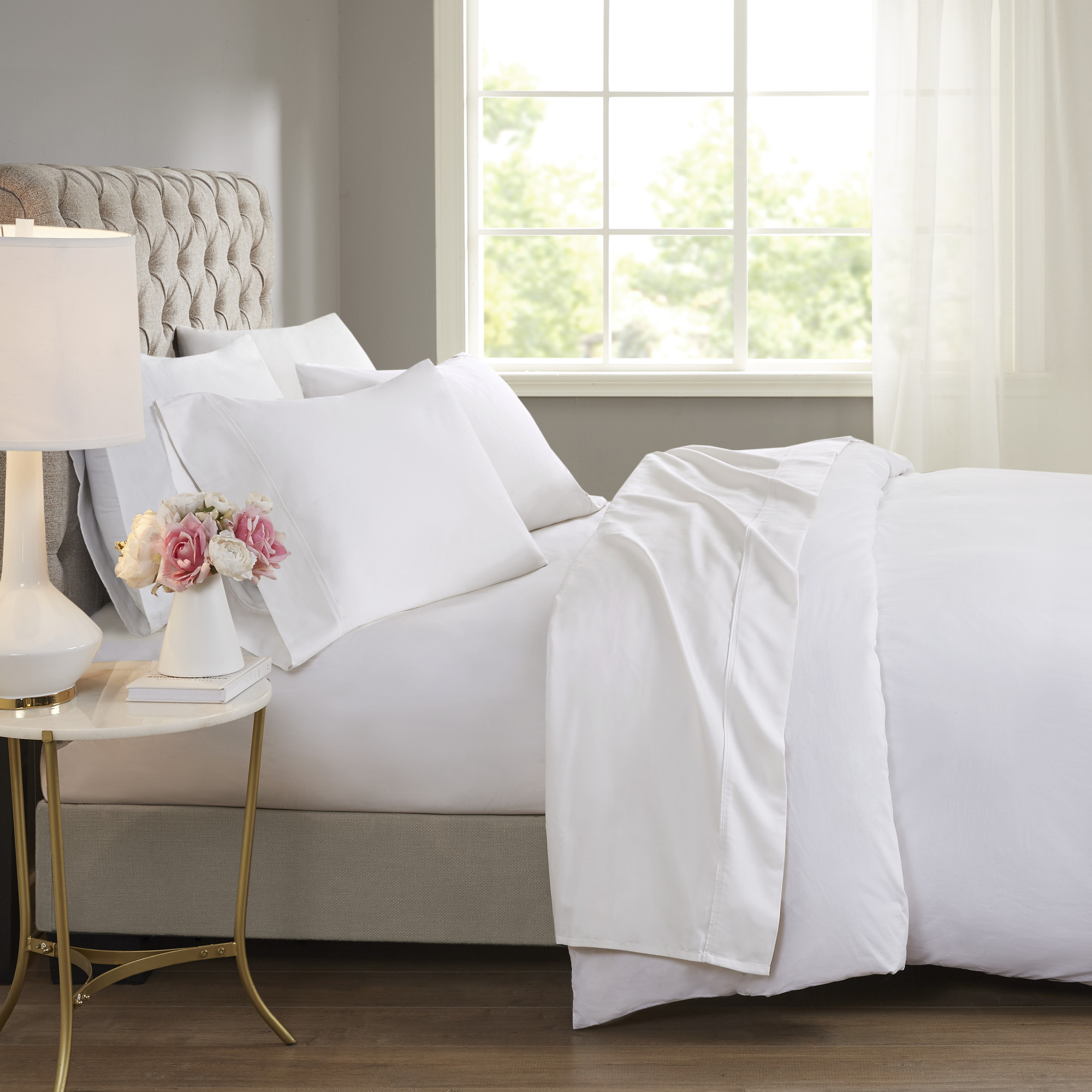 600 Thread Count Cooling Cotton Blend 4 PC Sheet Set