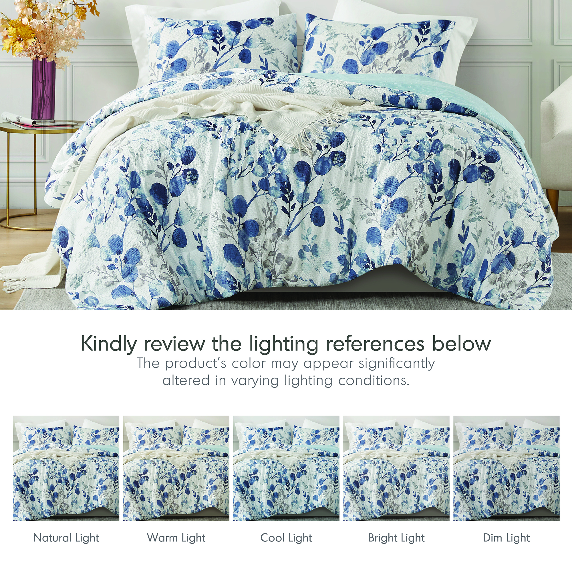 Gabby Reversible Floral Botanical Seersucker Comforter Set