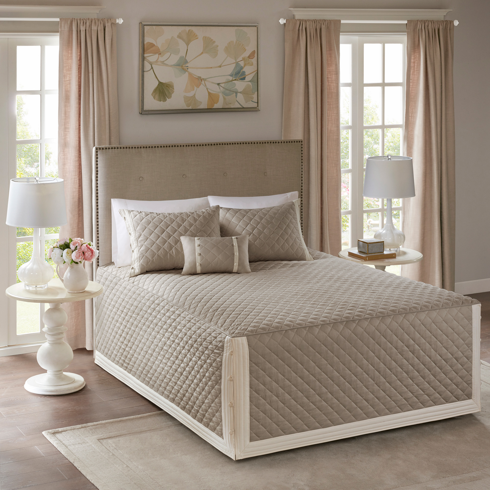 Breanna 4 Piece Cotton Reversible Tailored Bedspread Set