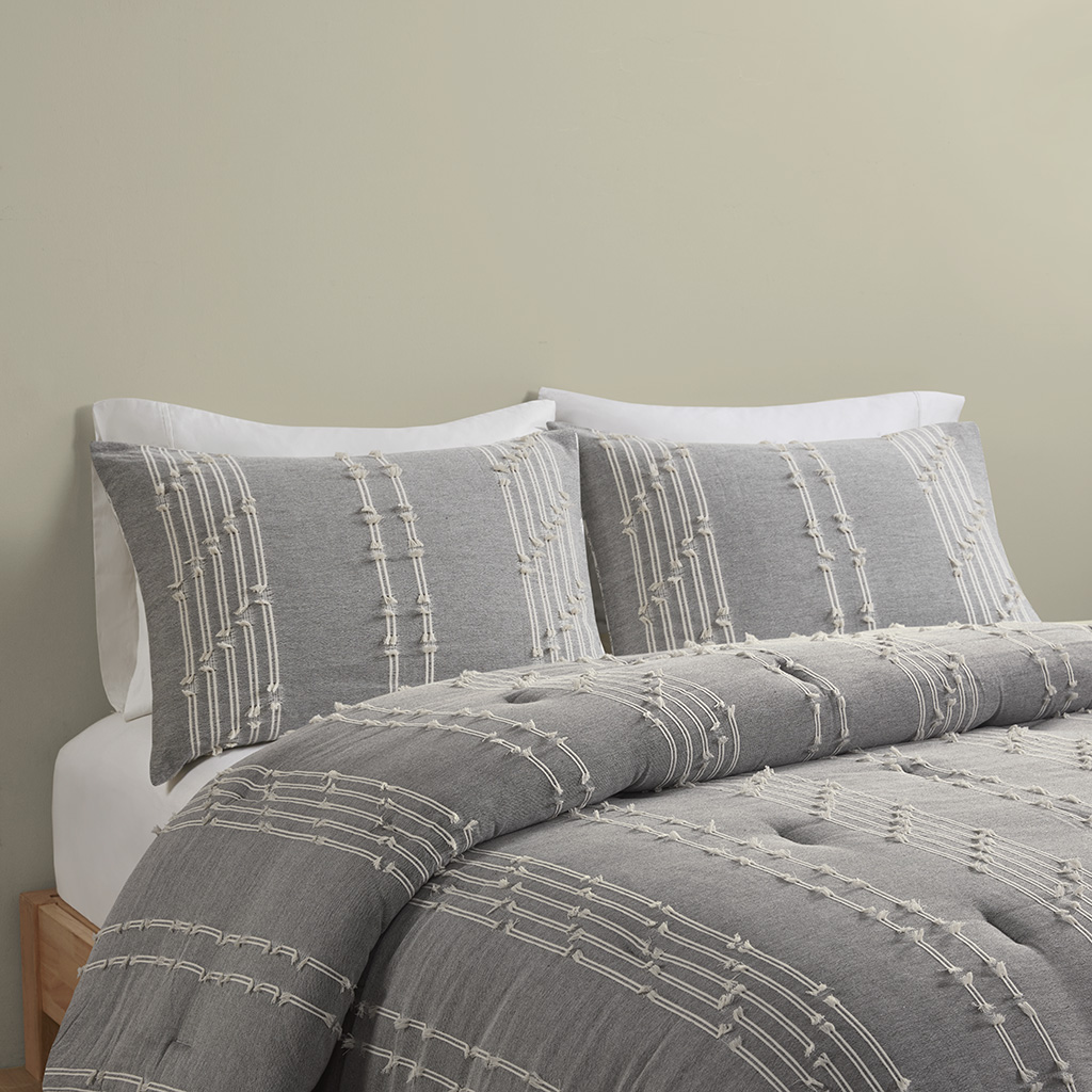 Kara 3 Piece Cotton Jacquard Comforter Set