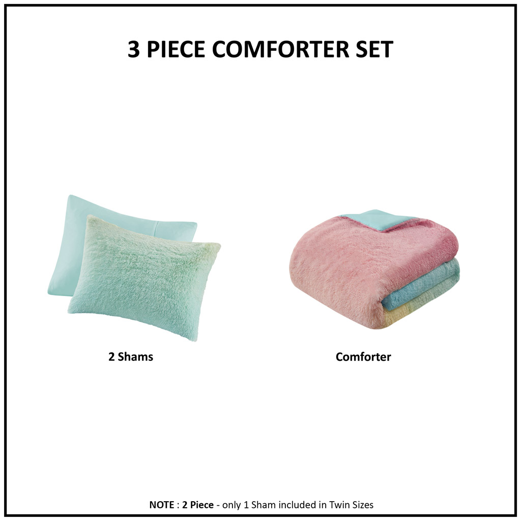 Primrose Ombre Shaggy Faux Fur Comforter Set