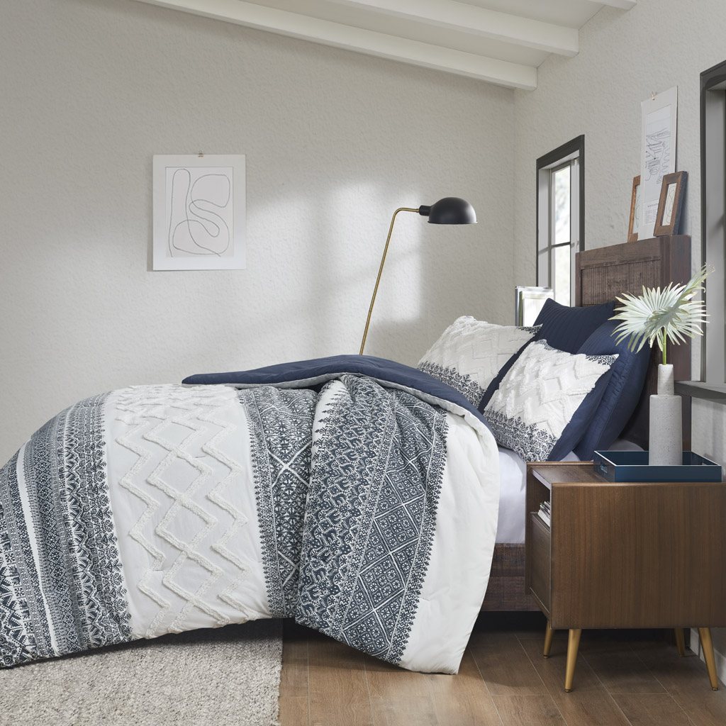 Mila 3 Piece Cotton Comforter Set with Chenille Tufting