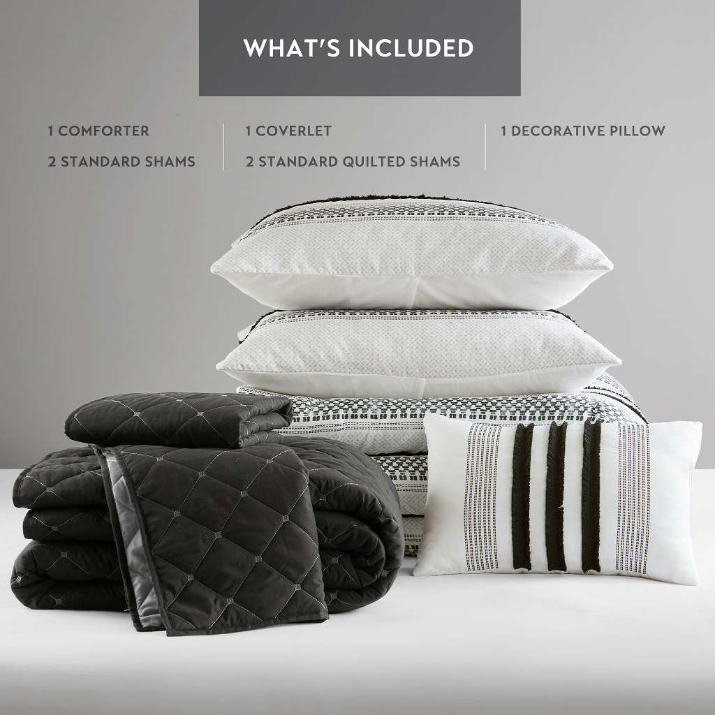 Carolina 7 Piece Stripe Comforter and Quilt Set