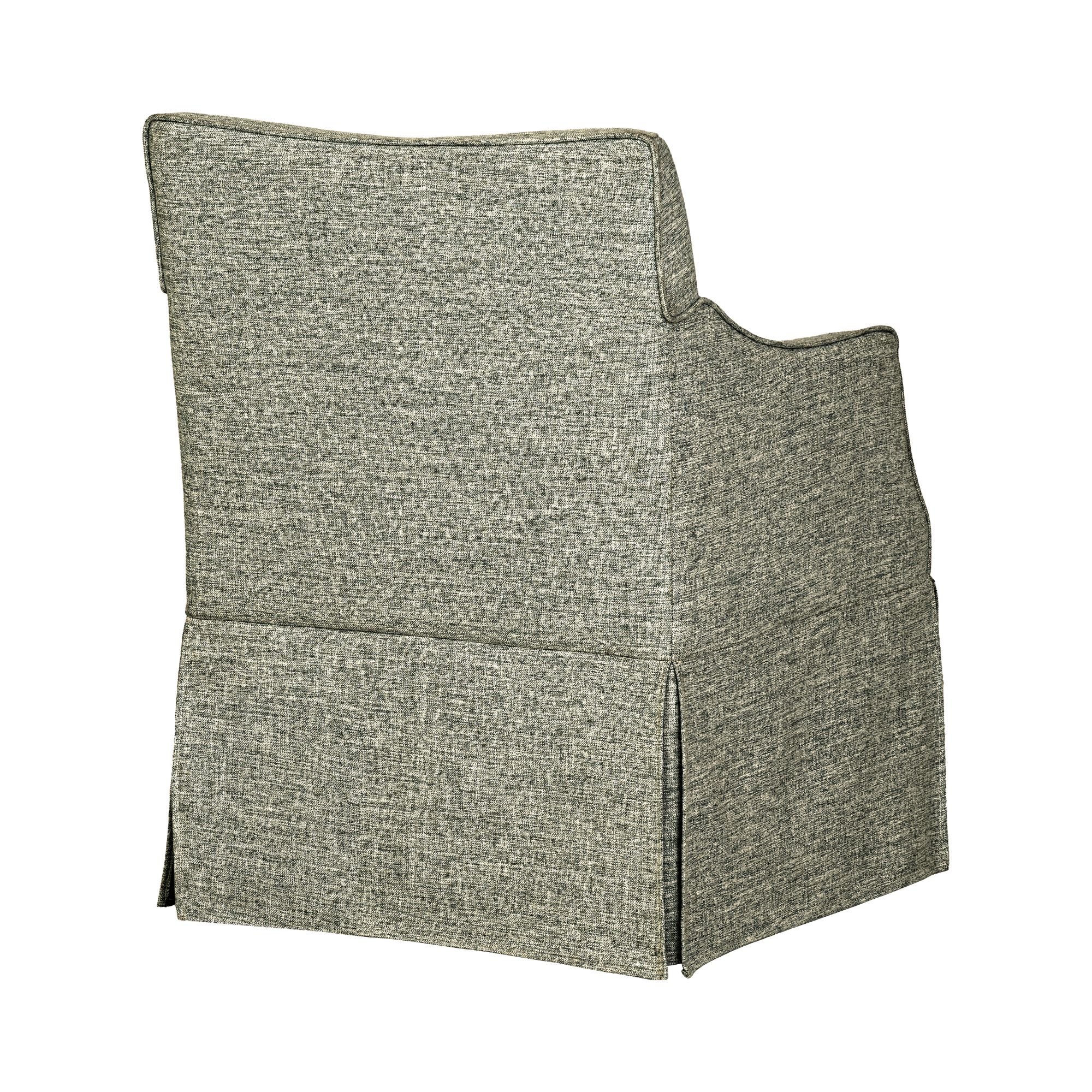London Upholstered Skirted Dining Arm Chair with Hidden Casters