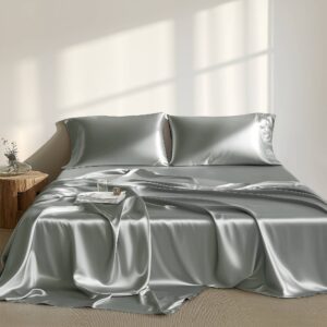 Satin Luxury Sheet Set from Madison Park Essentials in  Grey. Satin Luxury Sheet Set from Madison Park Essentials in  Grey. Satin Luxury Sheet Set from Madison Park Essentials in  Grey. Satin Luxury Sheet Set from Madison Park Essentials in  Grey. Satin Luxury Sheet Set from Madison Park Essentials in  Grey.