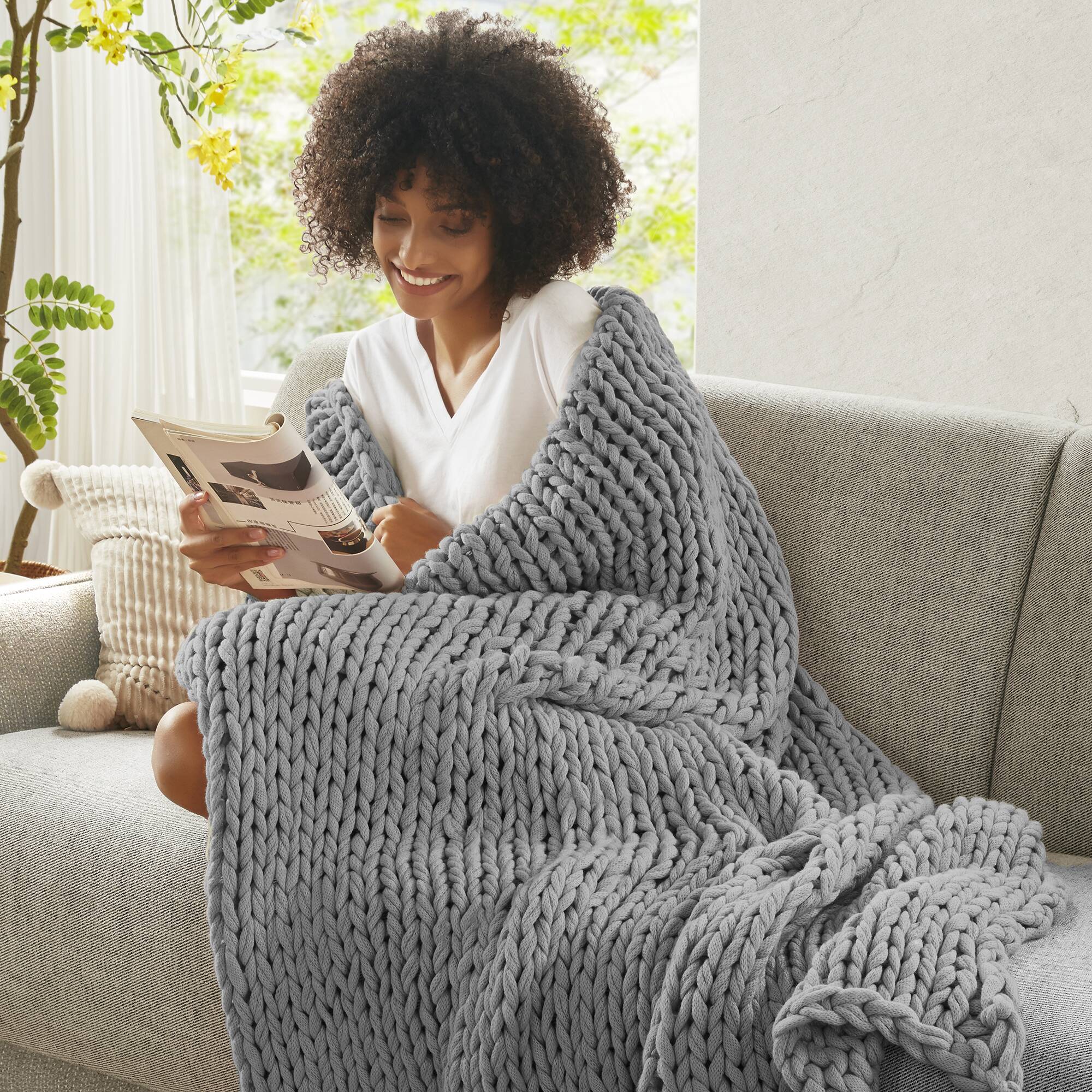 Chunky Double Knit Handmade Throw Blanket
