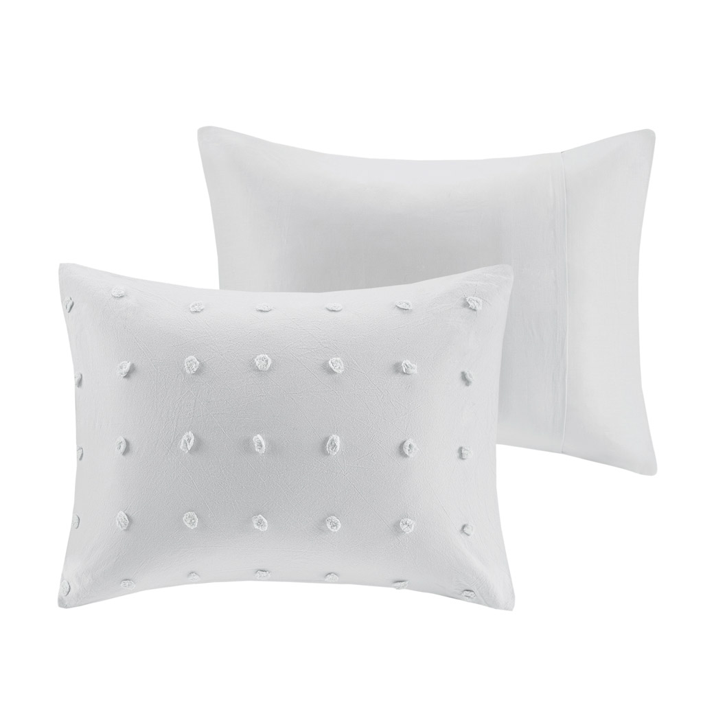 Brooklyn Cotton Jacquard Duvet Cover Set with Euro Shams and Throw Pillows
