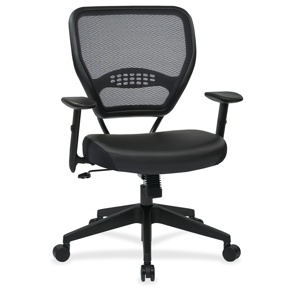 Office Star Professional Dark Air Grid Back Managers Chair – Leather Seat Material – 5-star Base – Black – 1 Each