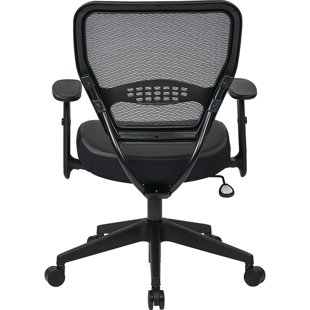 Office Star Professional Dark Air Grid Back Managers Chair – Leather Seat Material – 5-star Base – Black – 1 Each