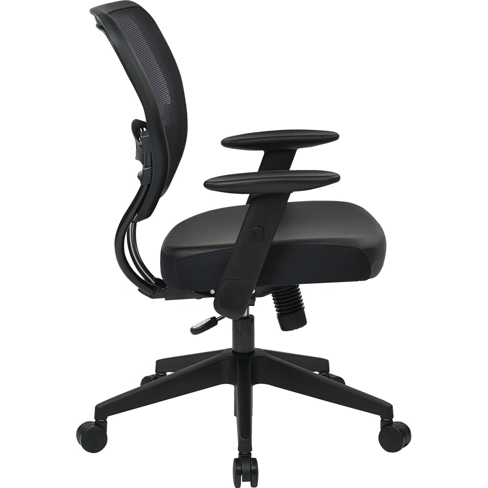 Office Star Professional Dark Air Grid Back Managers Chair – Leather Seat Material – 5-star Base – Black – 1 Each