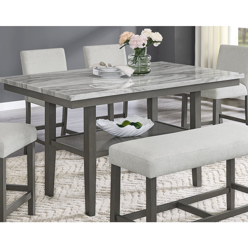 Selena 60″ Rectangular Gray Faux Marble Counter Height Table