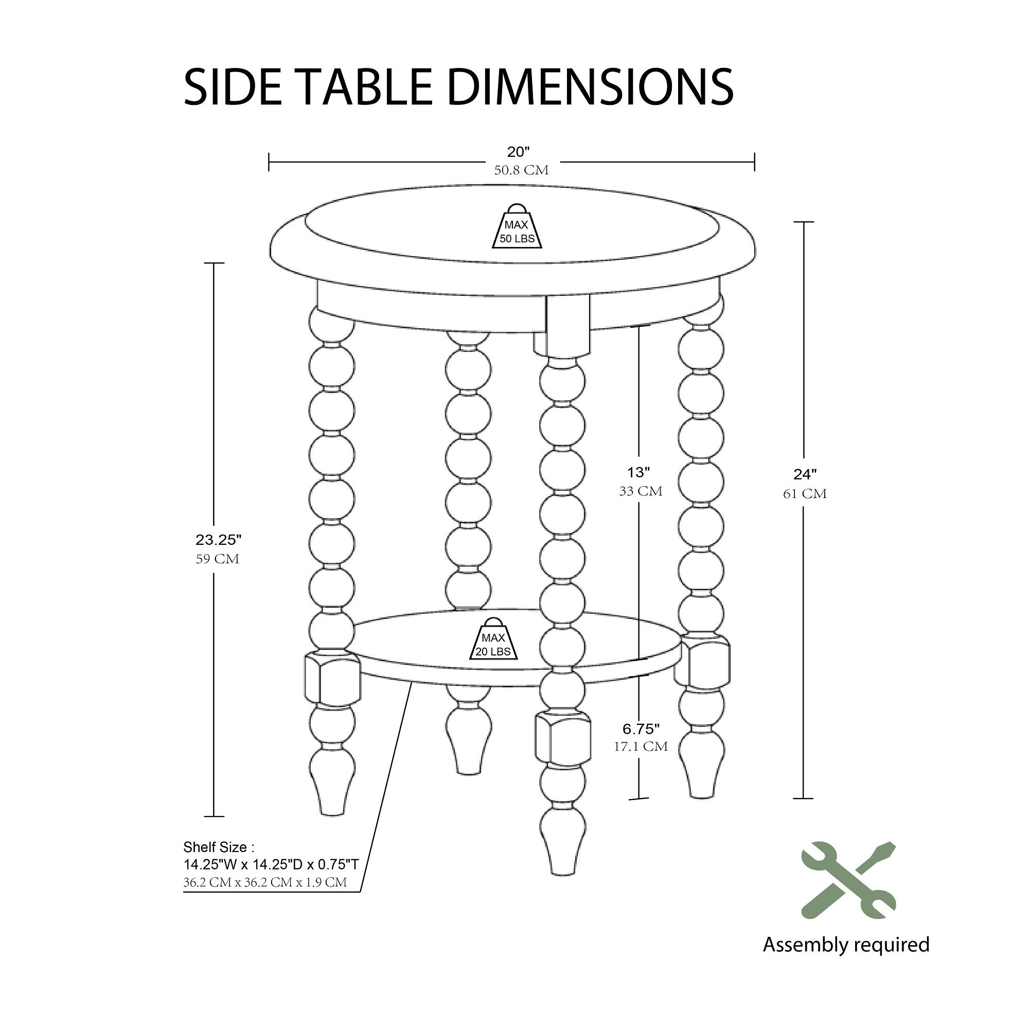 Philippe Round End Table with Shelf
