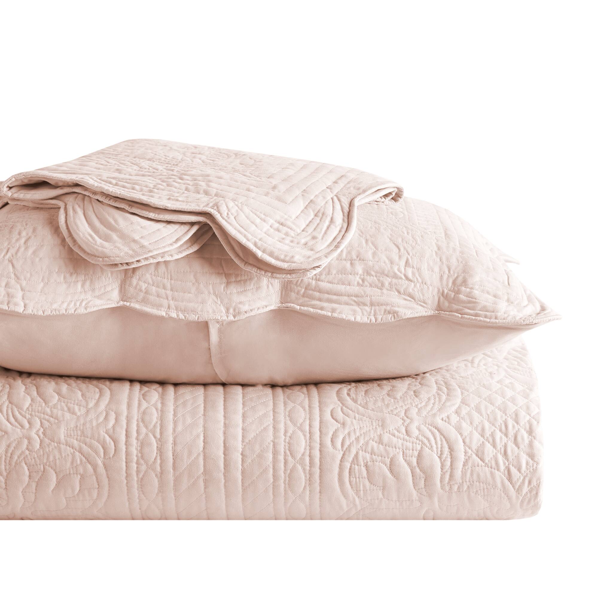 Tuscany 3 Piece Reversible Scalloped Edge Quilt Set