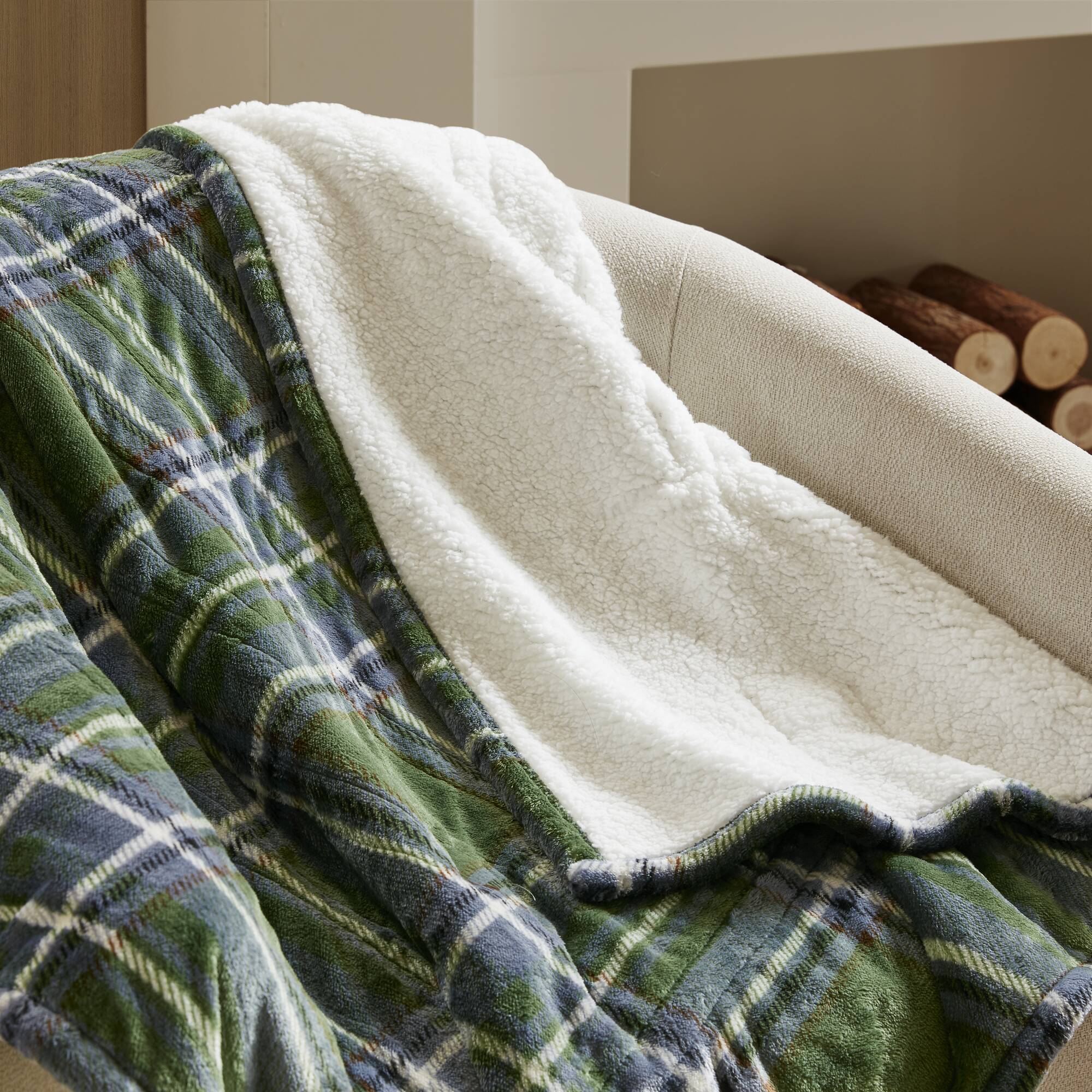 Print Plush to Sherpa Heated Throw