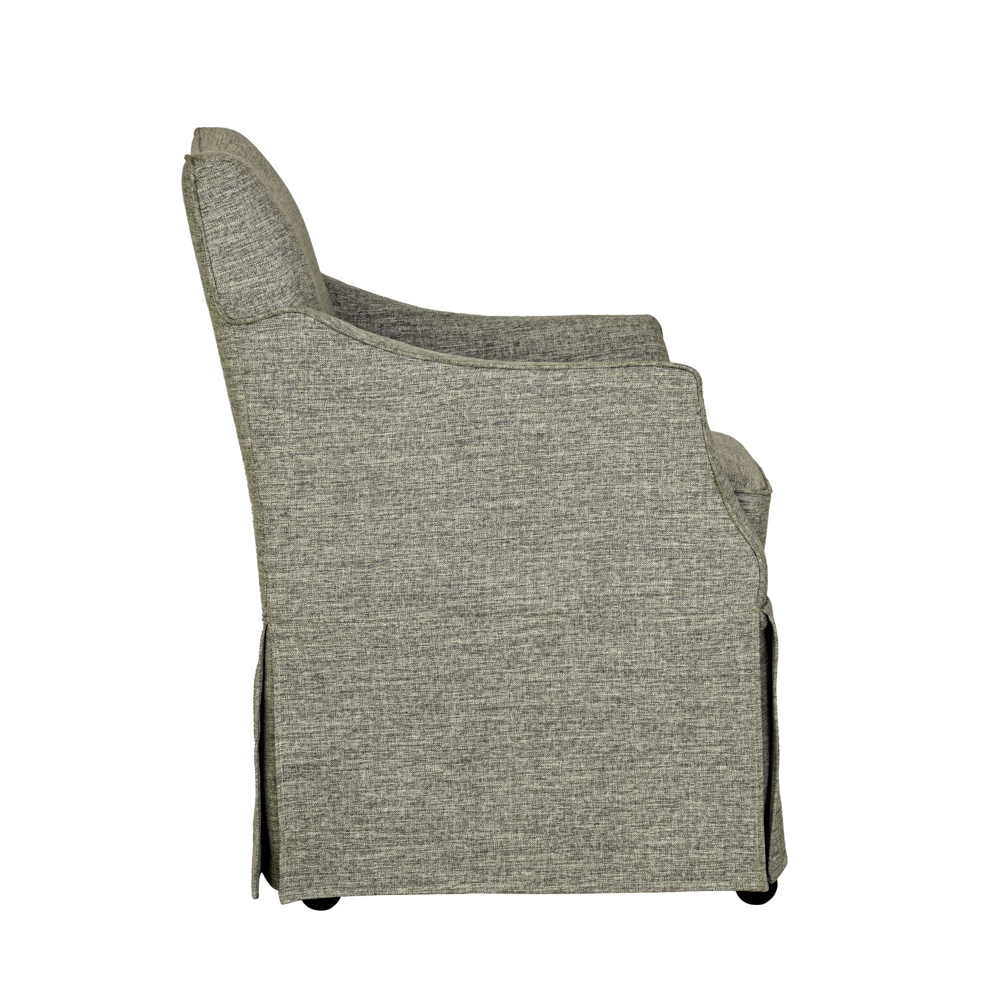 London Upholstered Skirted Dining Arm Chair with Hidden Casters