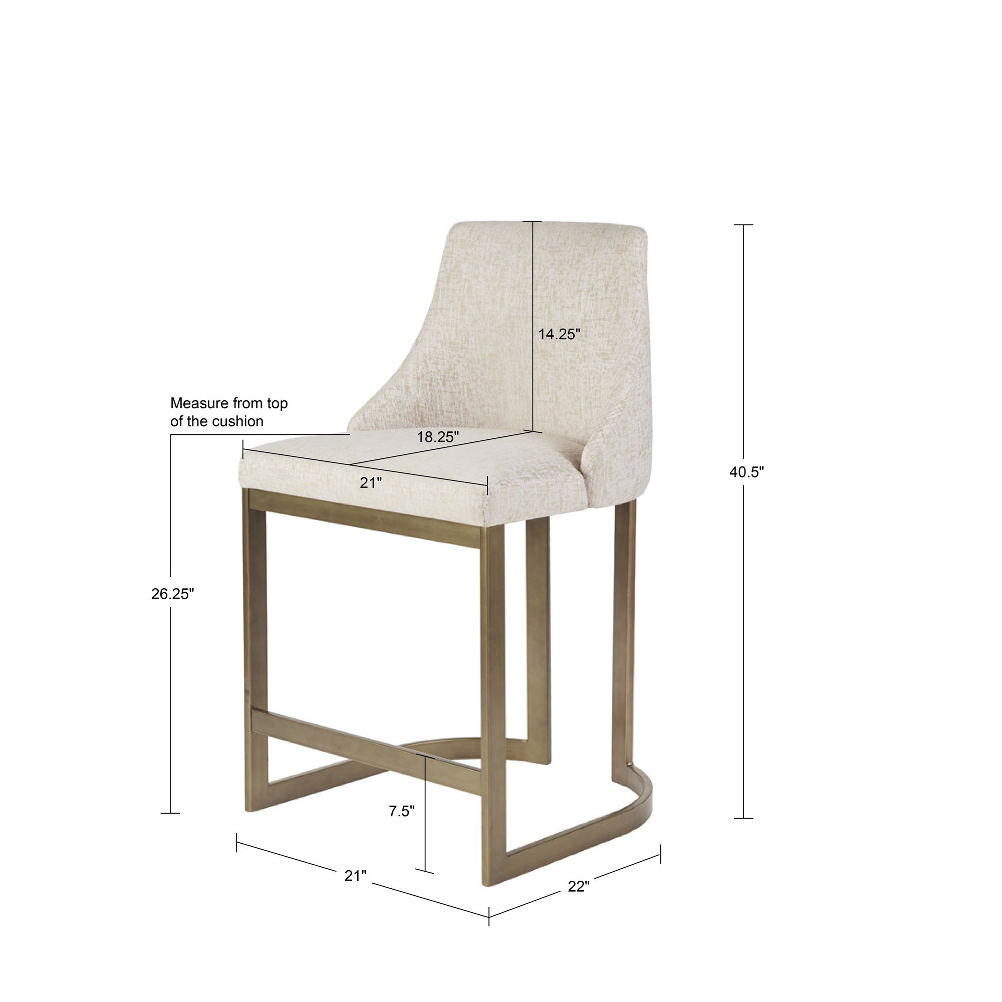 Bryce 26″H Upholstered Counter Stool with Metal Base