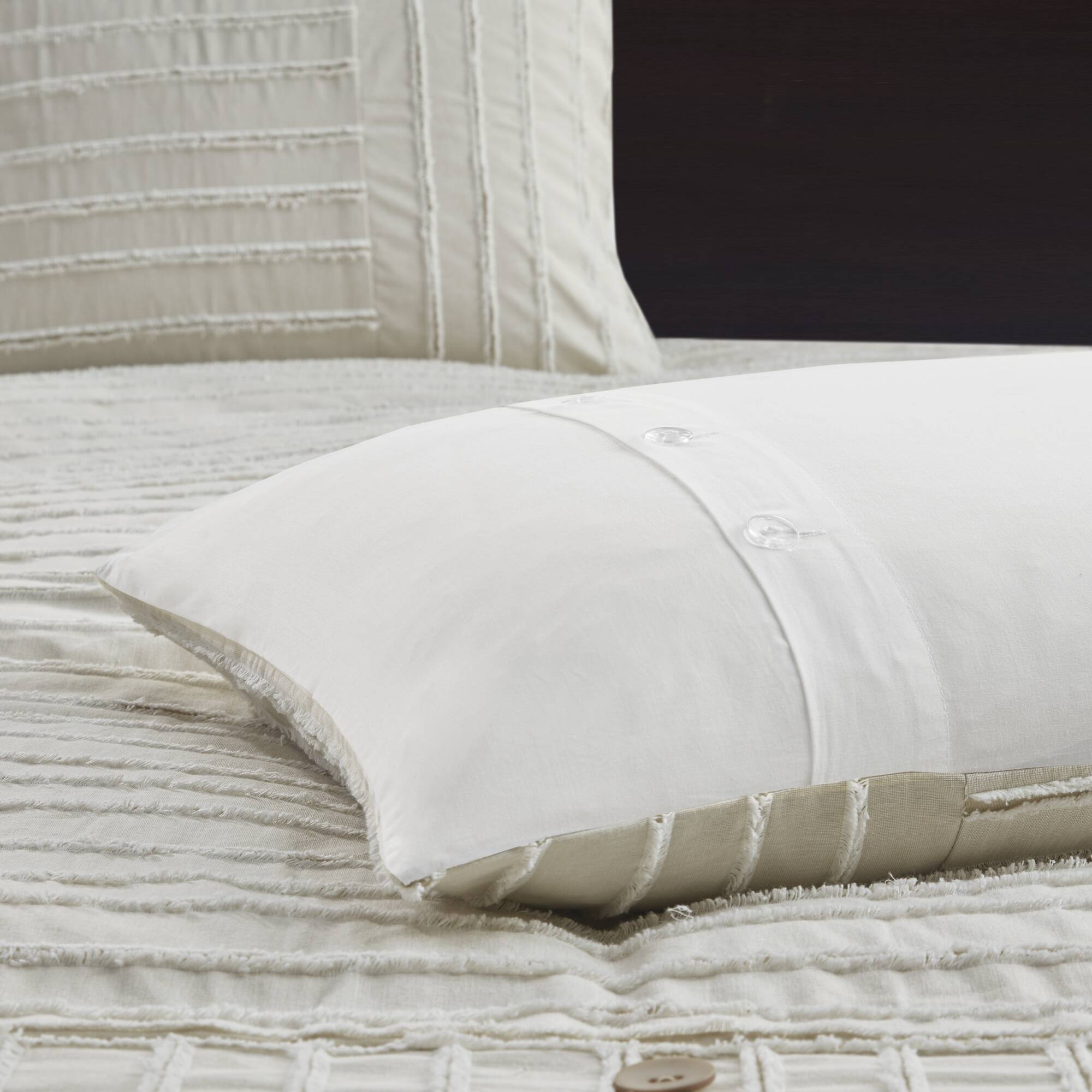 Essence Oversized Cotton Clipped Jacquard Comforter Set with Euro Shams and Throw Pillows