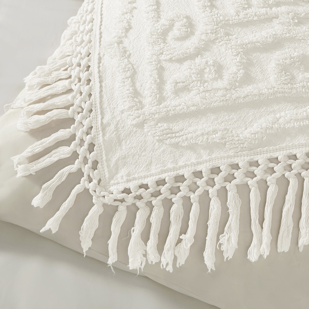 Laetitia Tufted Cotton Chenille Medallion Fringe Coverlet Mini Set