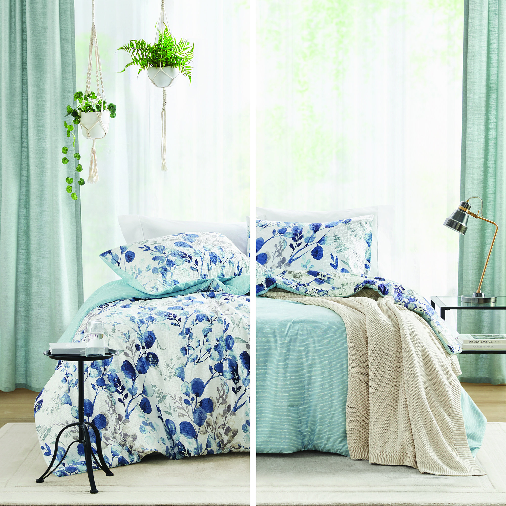 Gabby Reversible Floral Botanical Seersucker Comforter Set