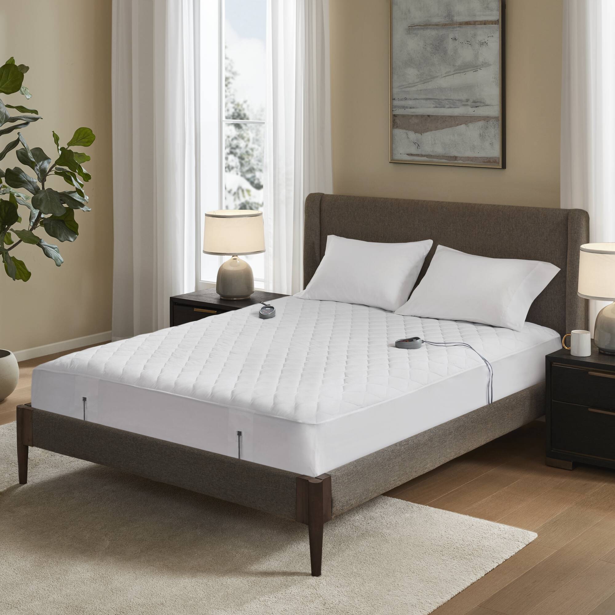 Cotton Deep Pocket Heated Mattress Pad-20 Heat Settings
