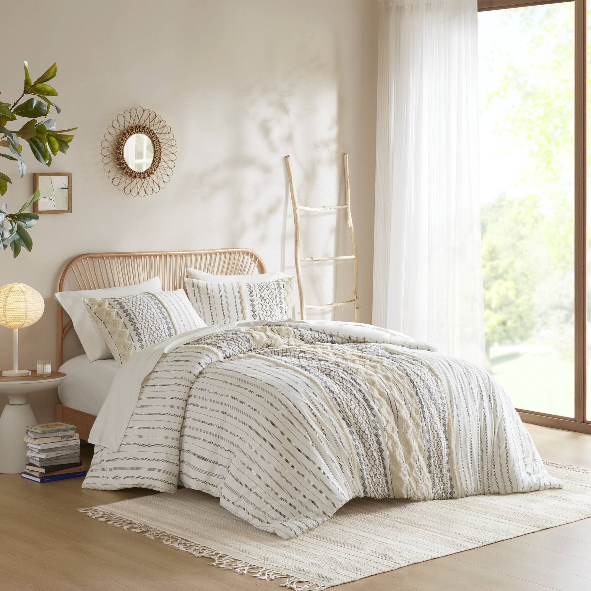 Imani Cotton Printed Duvet Cover Set with Chenille