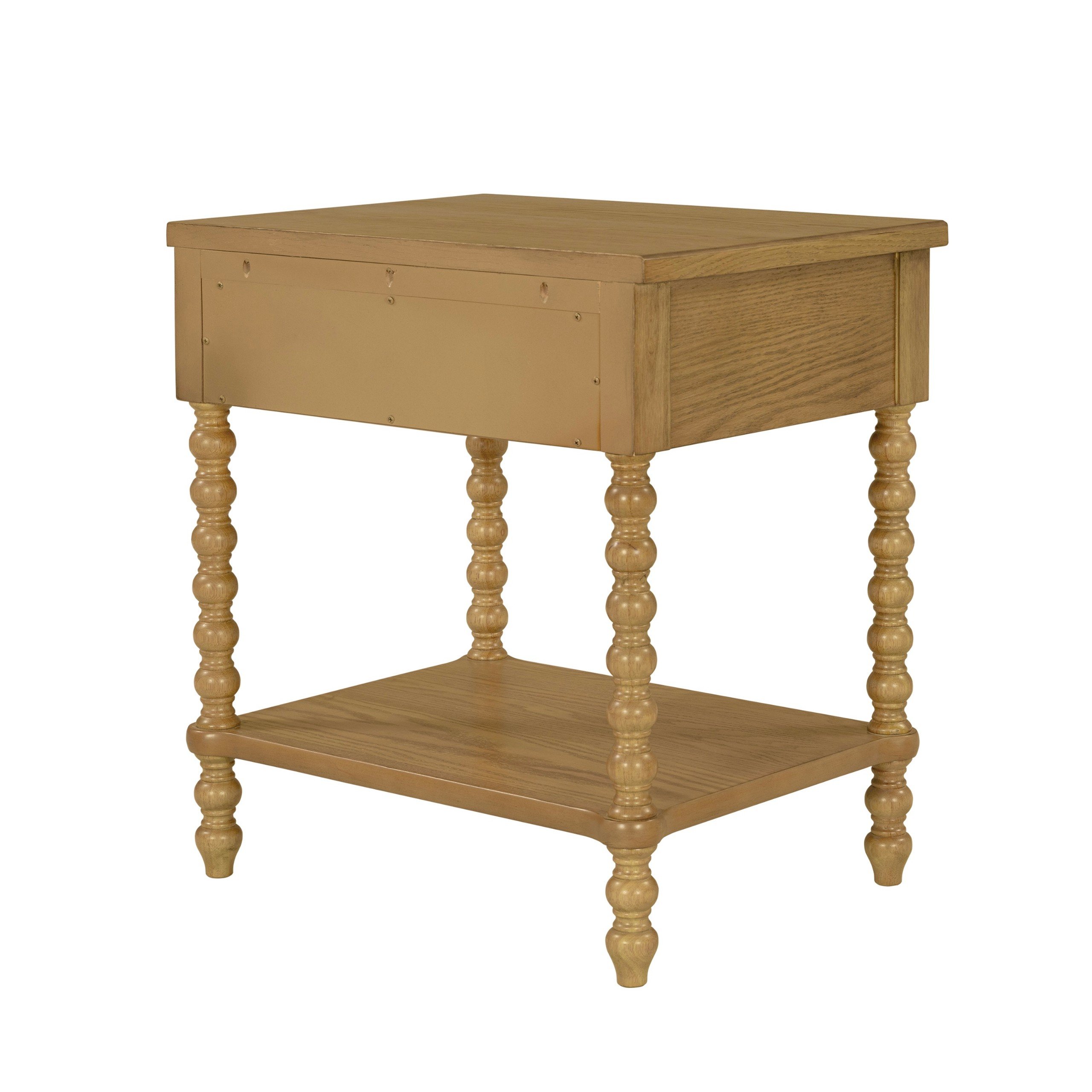 Beckett Turned Wood Spindle Nightstand with Drawer & Shelf