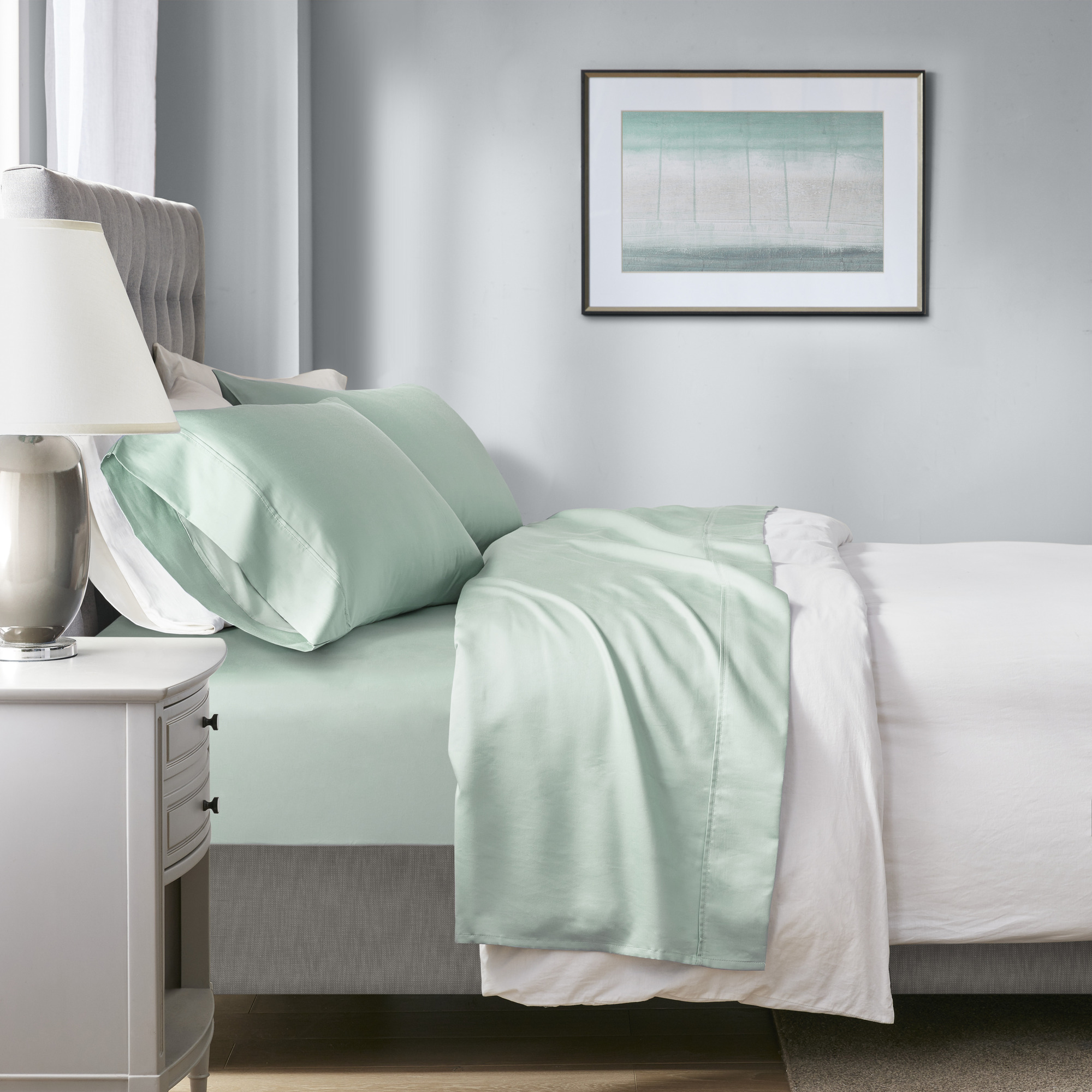 1000 Thread Count HeiQ Smart Temperature Cotton Blend 4 PC Sheet Set