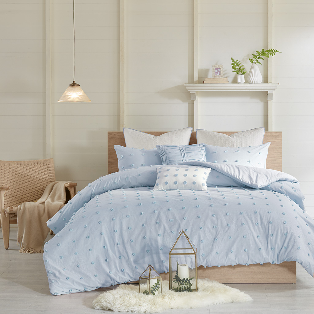 Brooklyn Cotton Jacquard Comforter Set with Euro Shams and Throw Pillows