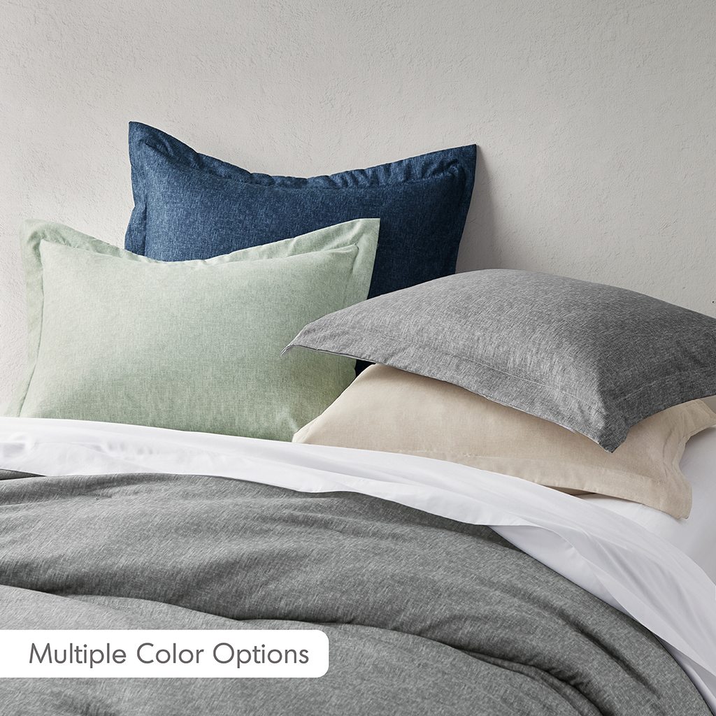 Camden Chambray Print Solid Comforter Set