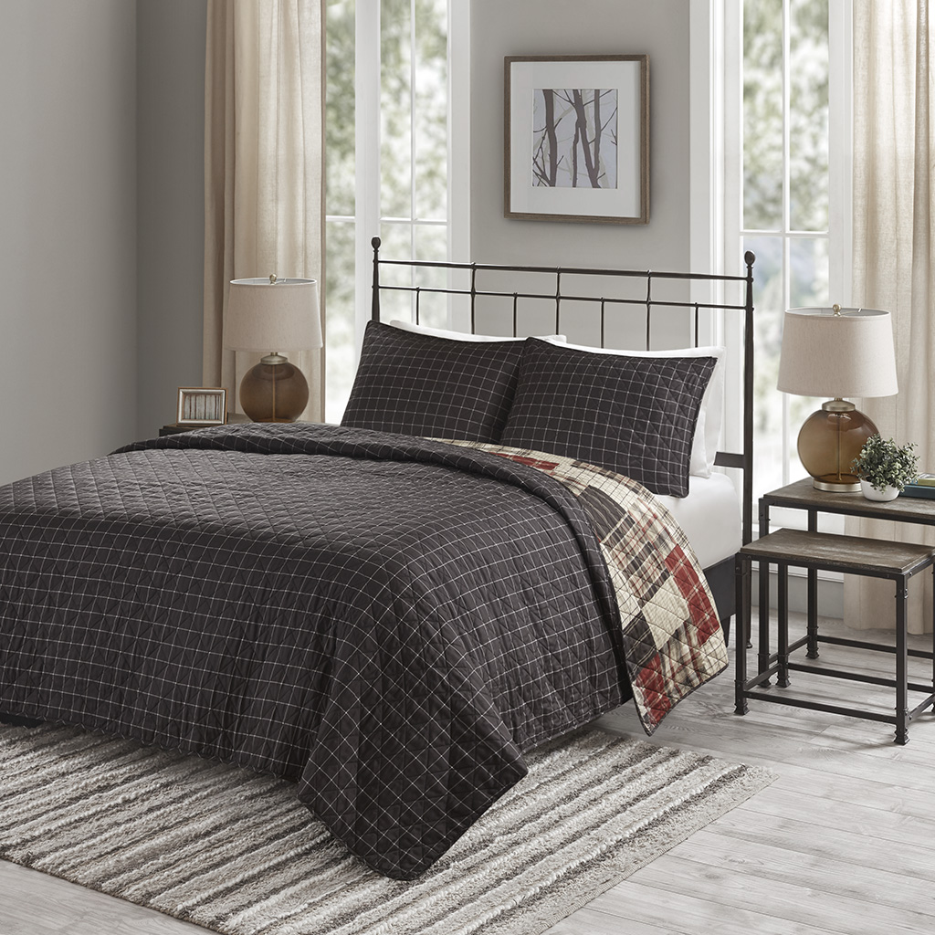 Timber 3 Piece Reversible Printed Quilt Set