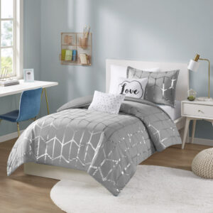 Raina Metallic Printed Comforter Set from Intelligent Design in  Grey/Silver. Raina Metallic Printed Comforter Set from Intelligent Design in  Grey/Silver. Raina Metallic Printed Comforter Set from Intelligent Design in  Grey/Silver. Raina Metallic Printed Comforter Set from Intelligent Design in  Grey/Silver. Raina Metallic Printed Comforter Set from Intelligent Design in  Grey/Silver.