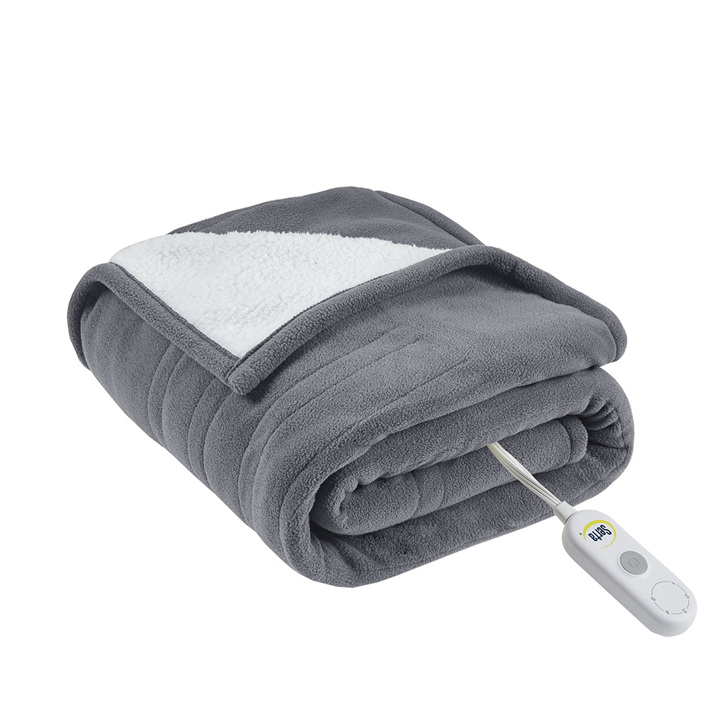 Fleece to Sherpa Heated Throw