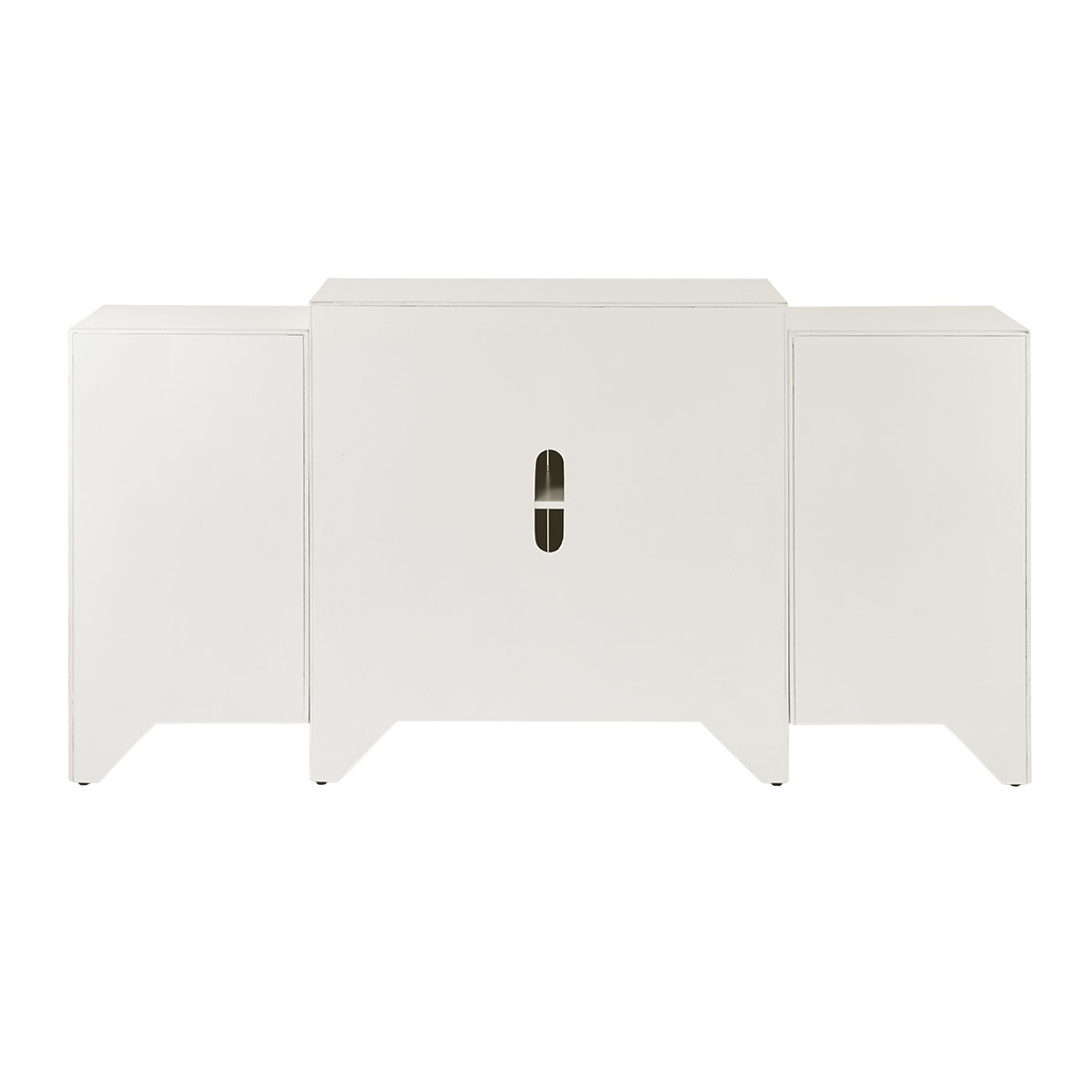 Verona Dining Buffet Server Quaterfoil Design Kitchen Storage Cabinet with Mirrored Doors