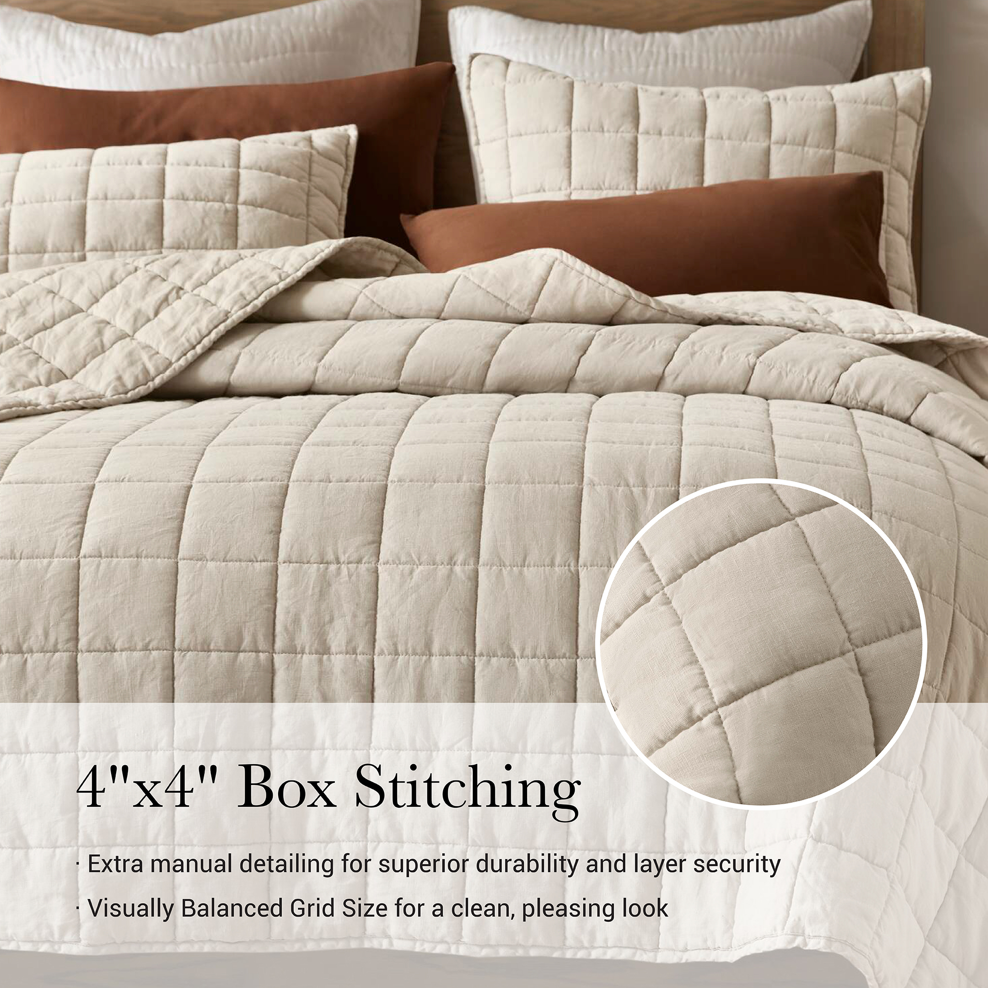 French Flax Linen Garment Washed Quilt Set