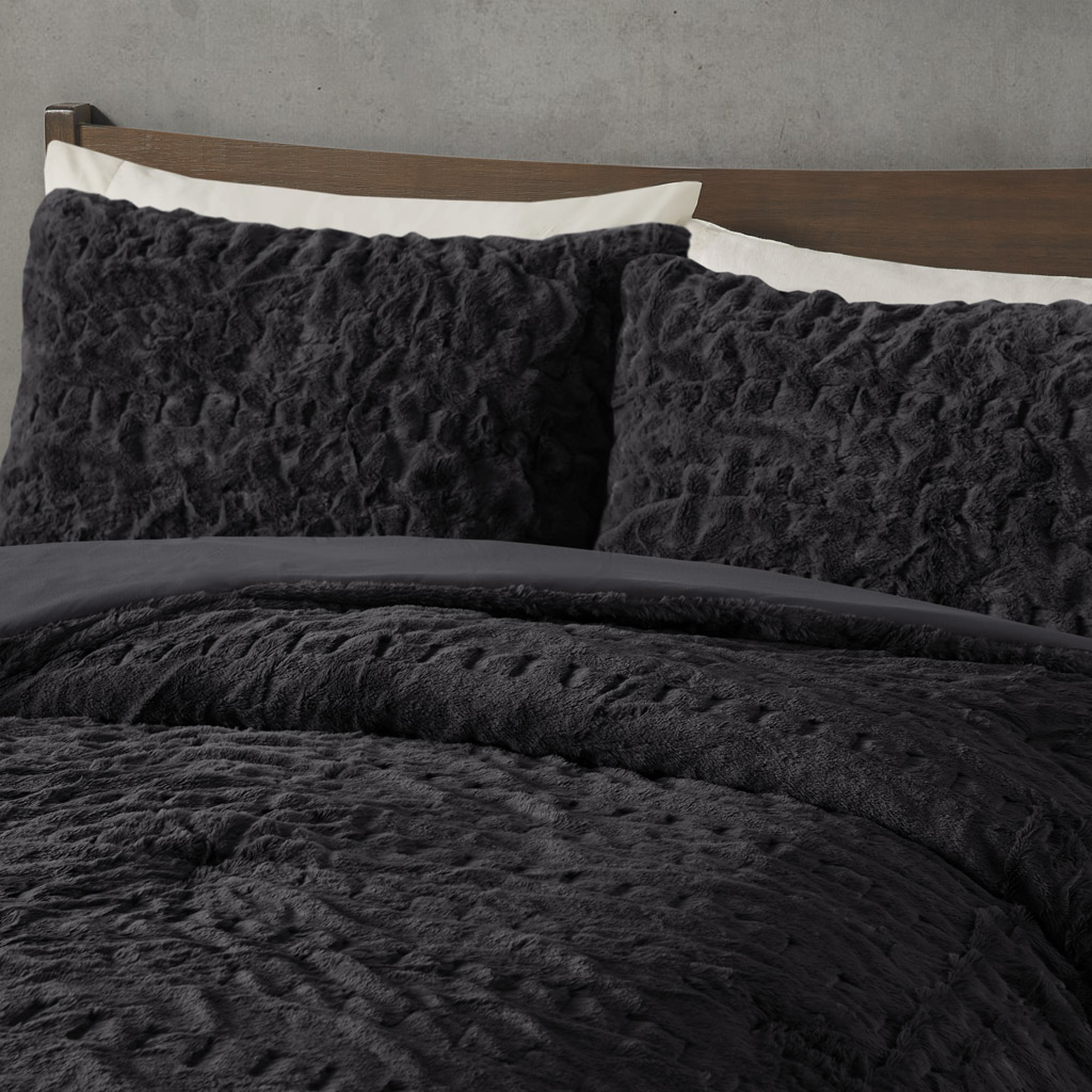 Blair Ruched Fur Down Alternative Comforter Set