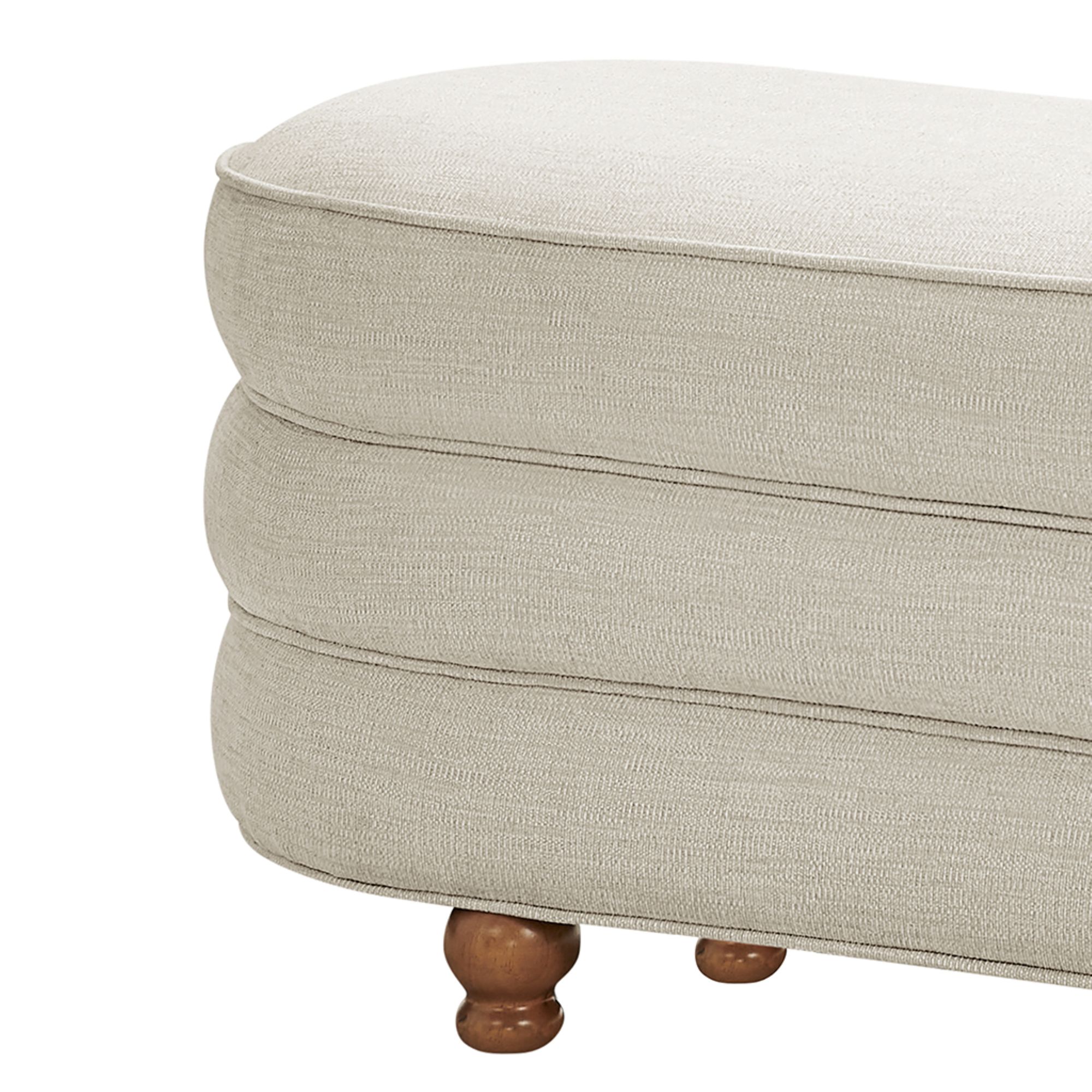 Kylan Oval Channel Storage Bench with Wooden Ball Feet