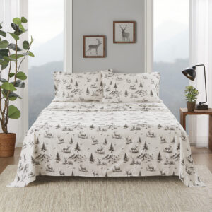 Cotton Flannel Sheet Set from Woolrich in  Gray Deer Toile. Cotton Flannel Sheet Set from Woolrich in  Gray Deer Toile. Cotton Flannel Sheet Set from Woolrich in  Gray Deer Toile. Cotton Flannel Sheet Set from Woolrich in  Gray Deer Toile. Cotton Flannel Sheet Set from Woolrich in  Gray Deer Toile.