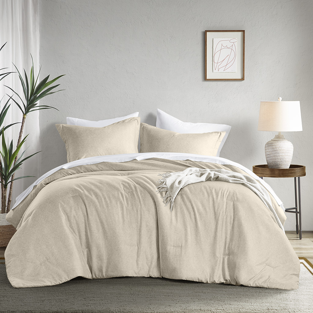 Camden Chambray Print Solid Comforter Set