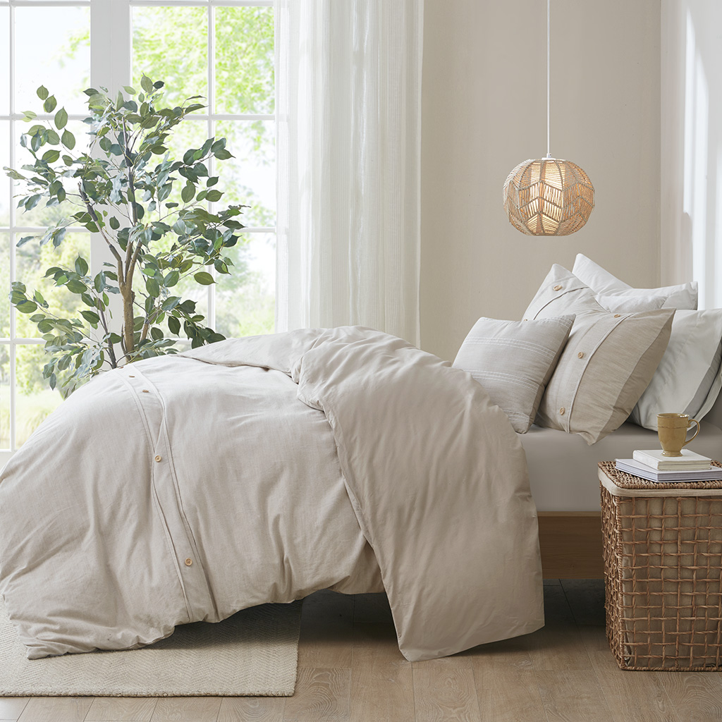 Dover 5 PC Organic Cotton Oversized Comforter Cover Set w/removable insert