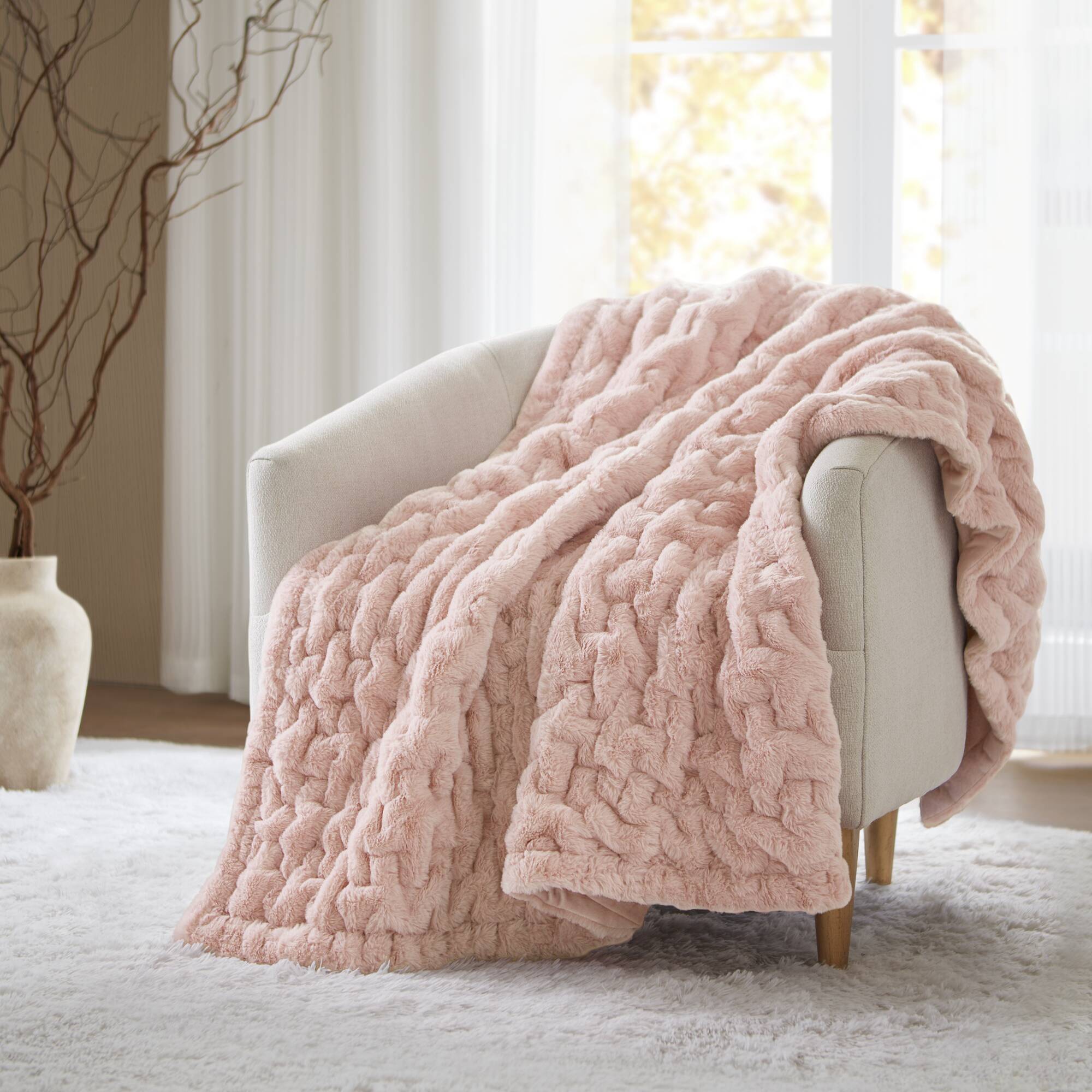 Ruched Fur Throw